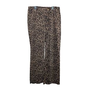 Tribal Animal Leopard Cheetah Print Pants Brown Black Tan Women's 8 Zipper